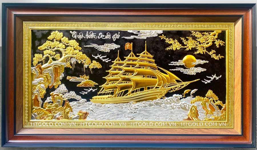 Tranh Thuận Buồm Xuôi Gió mạ vàng treo tường – biểu tượng tài lộc, thành công, phù hợp trang trí phòng khách và làm quà tặng cao cấp – CatCat Studio.